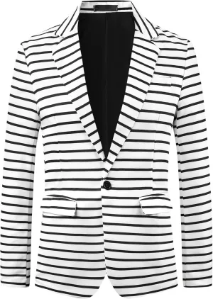 Lars Amadeus Striped Sport Coats for Men's Formal Notch Lapel Stripes Suit Jacket Single Breasted Prom Blazers