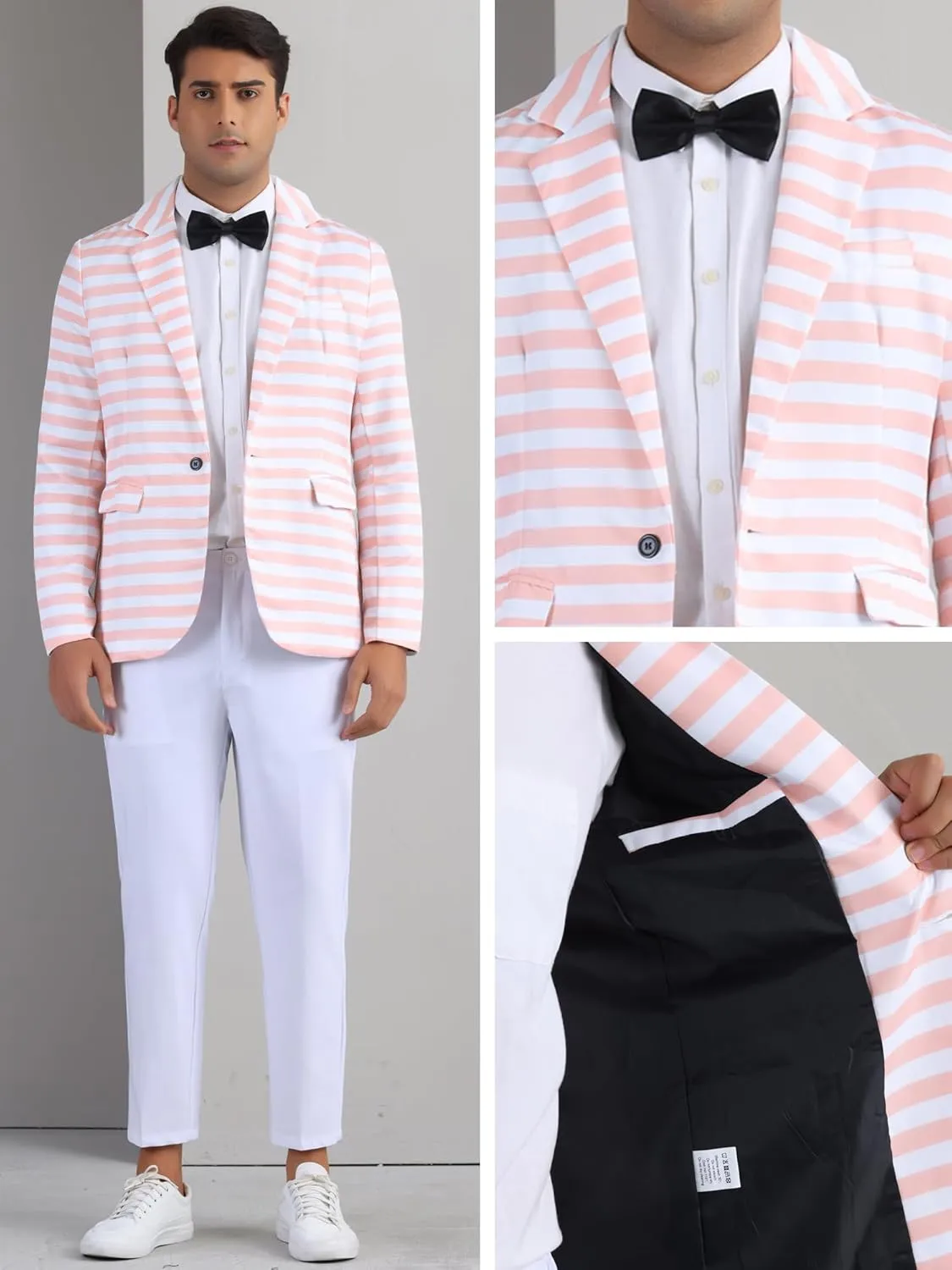 Lars Amadeus Striped Sport Coats for Men's Formal Notch Lapel Stripes Suit Jacket Single Breasted Prom Blazers