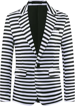 Lars Amadeus Striped Sport Coats for Men's Formal Notch Lapel Stripes Suit Jacket Single Breasted Prom Blazers