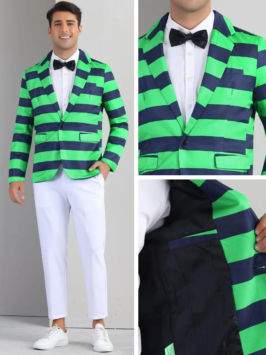 Lars Amadeus Striped Sport Coats for Men's Formal Notch Lapel Stripes Suit Jacket Single Breasted Prom Blazers