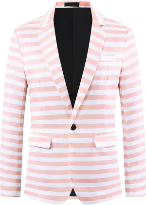 Lars Amadeus Striped Sport Coats for Men's Formal Notch Lapel Stripes Suit Jacket Single Breasted Prom Blazers