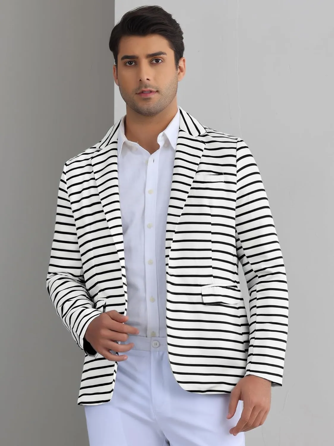 Lars Amadeus Striped Sport Coats for Men's Formal Notch Lapel Stripes Suit Jacket Single Breasted Prom Blazers