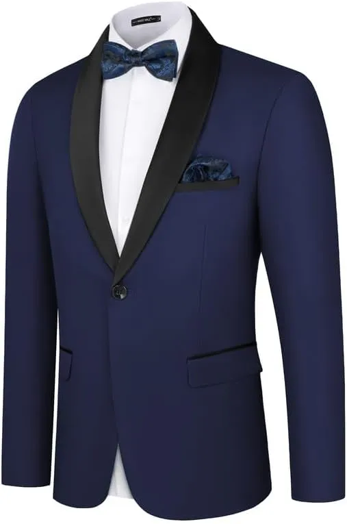 MAGE MALE Men's Tuxedo Jacket Slim Fit One Button Solid Blazer Jacket for Dinner,Prom,Party