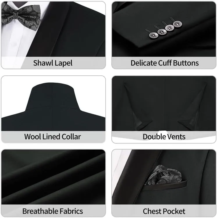 MAGE MALE Men's Tuxedo Jacket Slim Fit One Button Solid Blazer Jacket for Dinner,Prom,Party