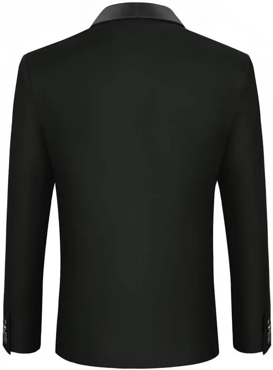 MAGE MALE Men's Tuxedo Jacket Slim Fit One Button Solid Blazer Jacket for Dinner,Prom,Party