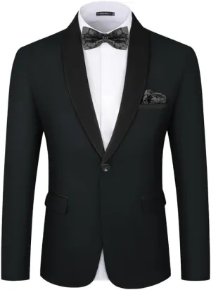 MAGE MALE Men's Tuxedo Jacket Slim Fit One Button Solid Blazer Jacket for Dinner,Prom,Party