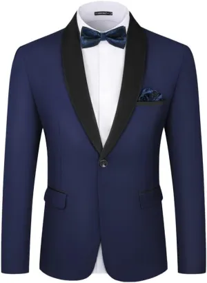 MAGE MALE Men's Tuxedo Jacket Slim Fit One Button Solid Blazer Jacket for Dinner,Prom,Party