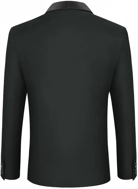 MAGE MALE Men's Tuxedo Jacket Slim Fit One Button Solid Blazer Jacket for Dinner,Prom,Party