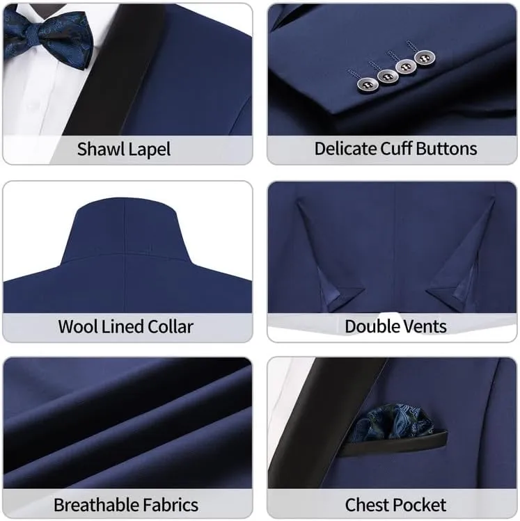 MAGE MALE Men's Tuxedo Jacket Slim Fit One Button Solid Blazer Jacket for Dinner,Prom,Party