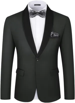 MAGE MALE Men's Tuxedo Jacket Slim Fit One Button Solid Blazer Jacket for Dinner,Prom,Party
