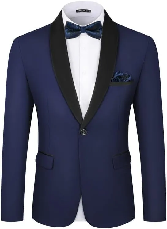 MAGE MALE Men's Tuxedo Jacket Slim Fit One Button Solid Blazer Jacket for Dinner,Prom,Party