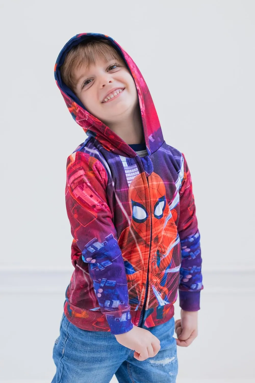 Marvel Spider-Man Fleece Zip Up Cosplay Hoodie Toddler to Big Kid