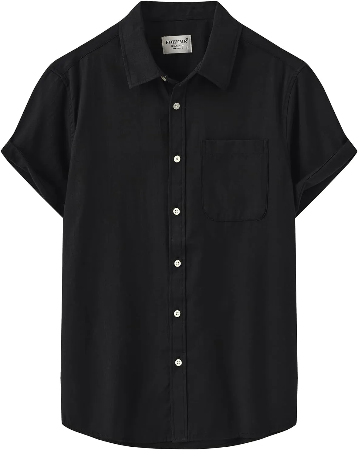 Mens Cotton Linen Short Sleeve Shirts Casual Lightweight Button Down Shirts Vacation Beach Summer Tops with Pocket