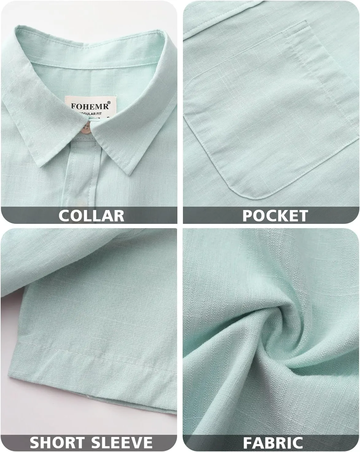 Mens Cotton Linen Short Sleeve Shirts Casual Lightweight Button Down Shirts Vacation Beach Summer Tops with Pocket