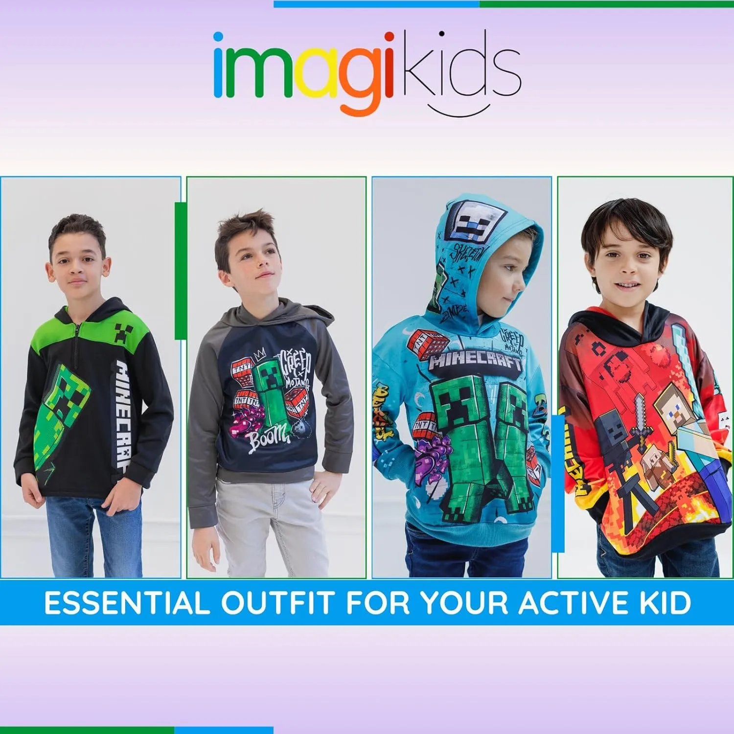 Minecraft Fleece Pullover Hoodie Little Kid to Big Kid Sizes (4-18-20)