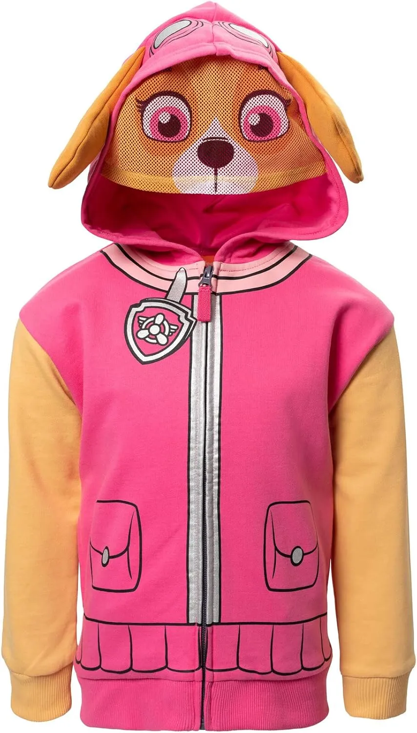Paw Patrol Rubble Chase Skye Fleece Zip Up Pullover Hoodie Toddler to Little Kid