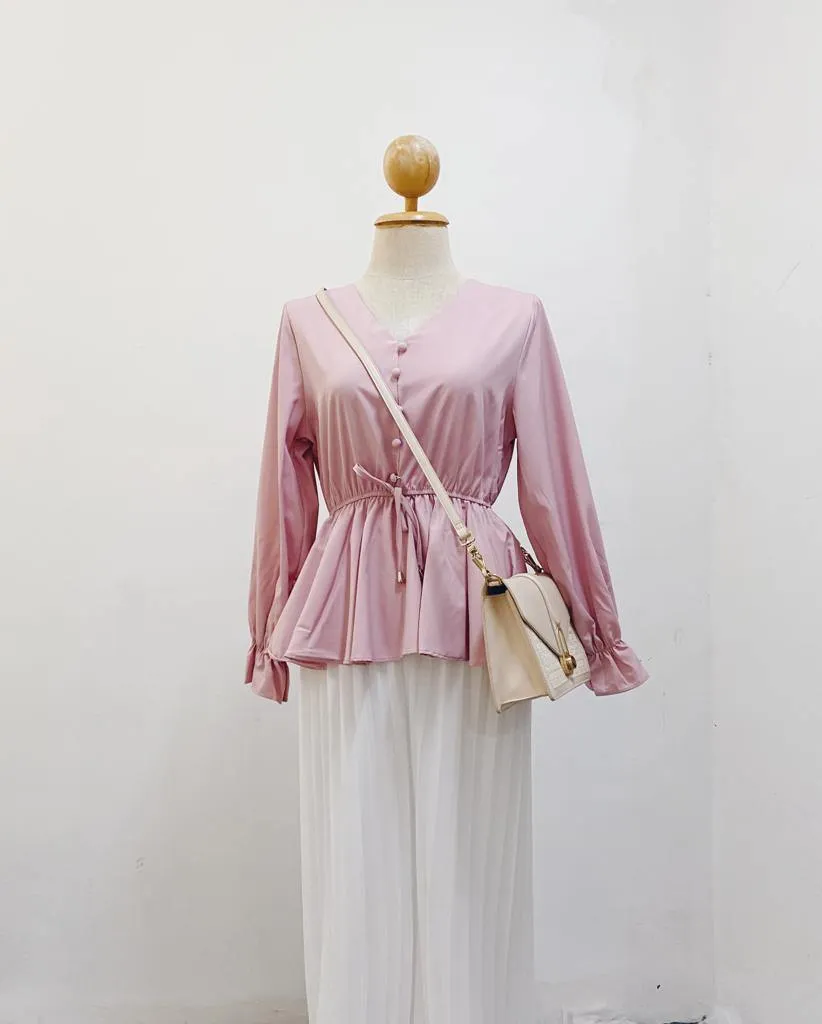 Peplum Top - Cherry