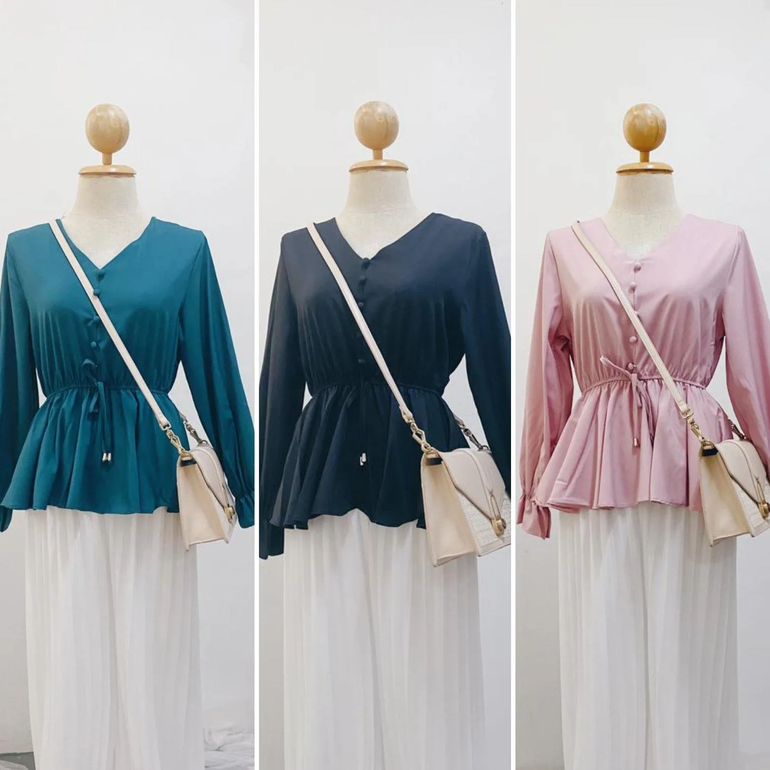 Peplum Top - Cherry