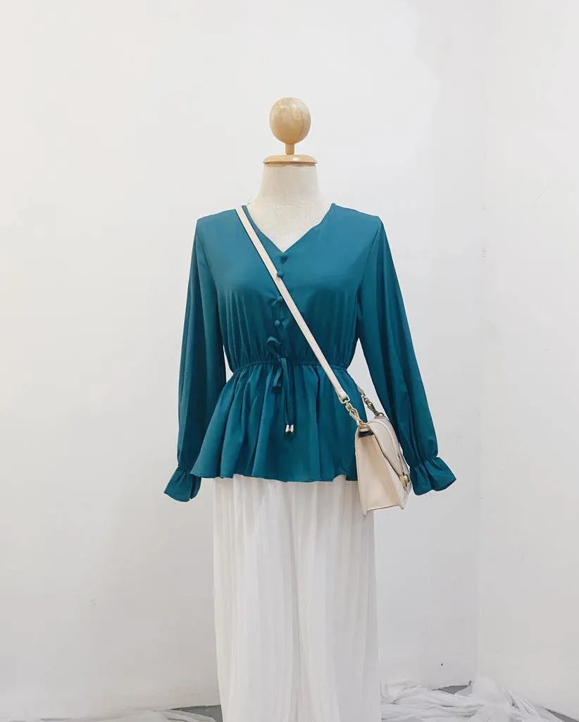 Peplum Top - Cherry