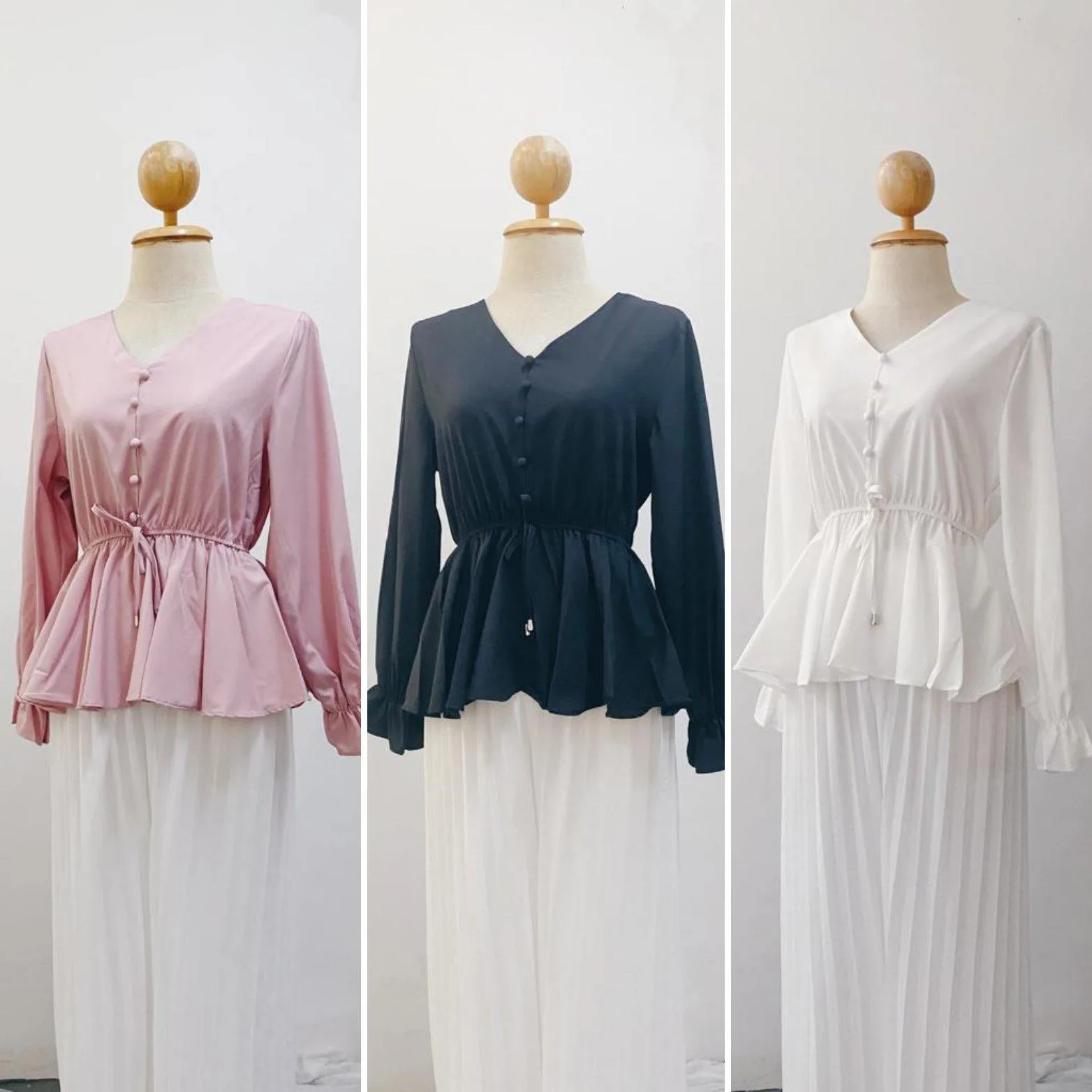 Peplum Top - Cherry