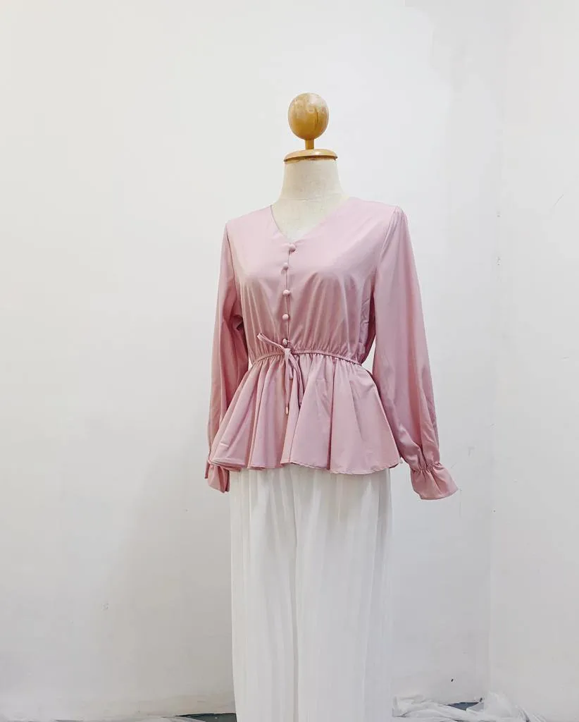 Peplum Top - Cherry