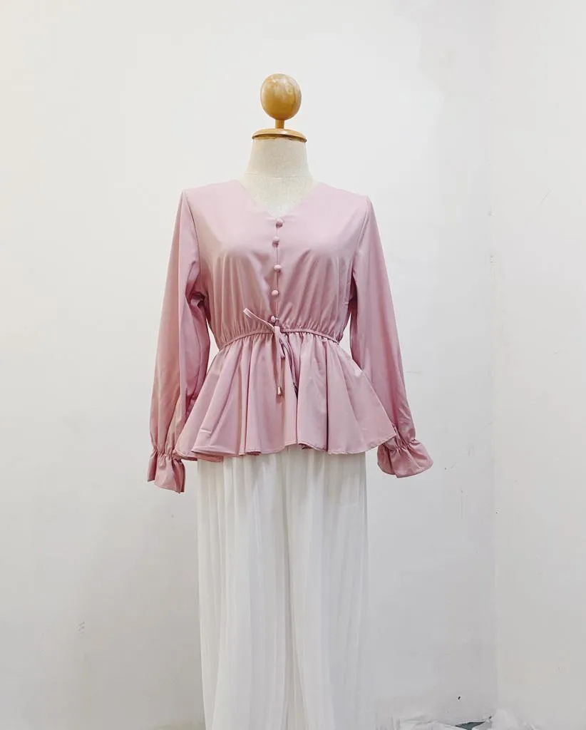 Peplum Top - Cherry