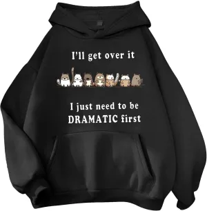 PETCDIM Cute Hoodies for Teen Girls Oversized Kawaii Panda Graphic Sweatshirts Plus Size I'll Get Over It Print Pullover Tops