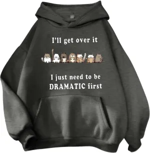 PETCDIM Cute Hoodies for Teen Girls Oversized Kawaii Panda Graphic Sweatshirts Plus Size I'll Get Over It Print Pullover Tops