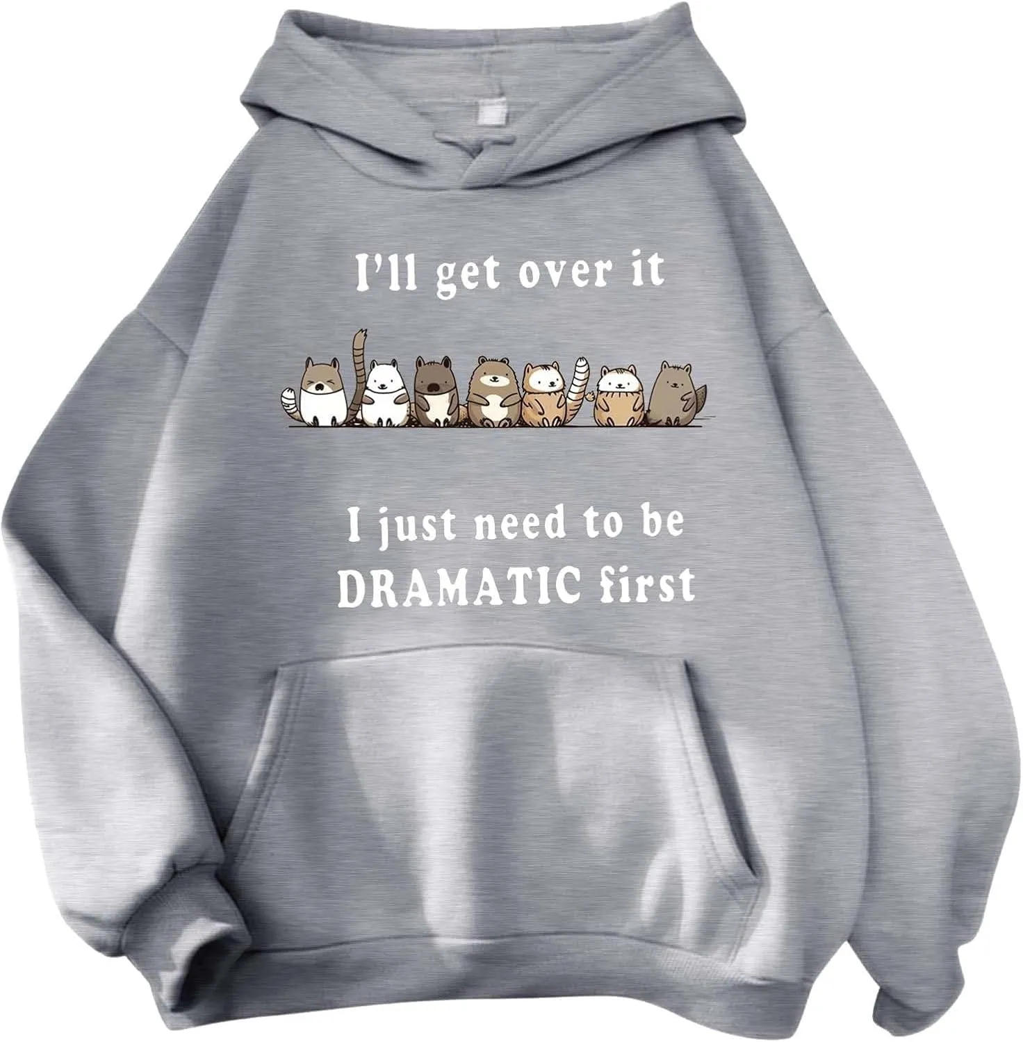 PETCDIM Cute Hoodies for Teen Girls Oversized Kawaii Panda Graphic Sweatshirts Plus Size I'll Get Over It Print Pullover Tops