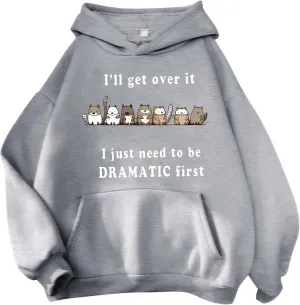 PETCDIM Cute Hoodies for Teen Girls Oversized Kawaii Panda Graphic Sweatshirts Plus Size I'll Get Over It Print Pullover Tops