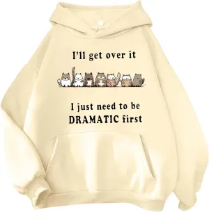 PETCDIM Cute Hoodies for Teen Girls Oversized Kawaii Panda Graphic Sweatshirts Plus Size I'll Get Over It Print Pullover Tops
