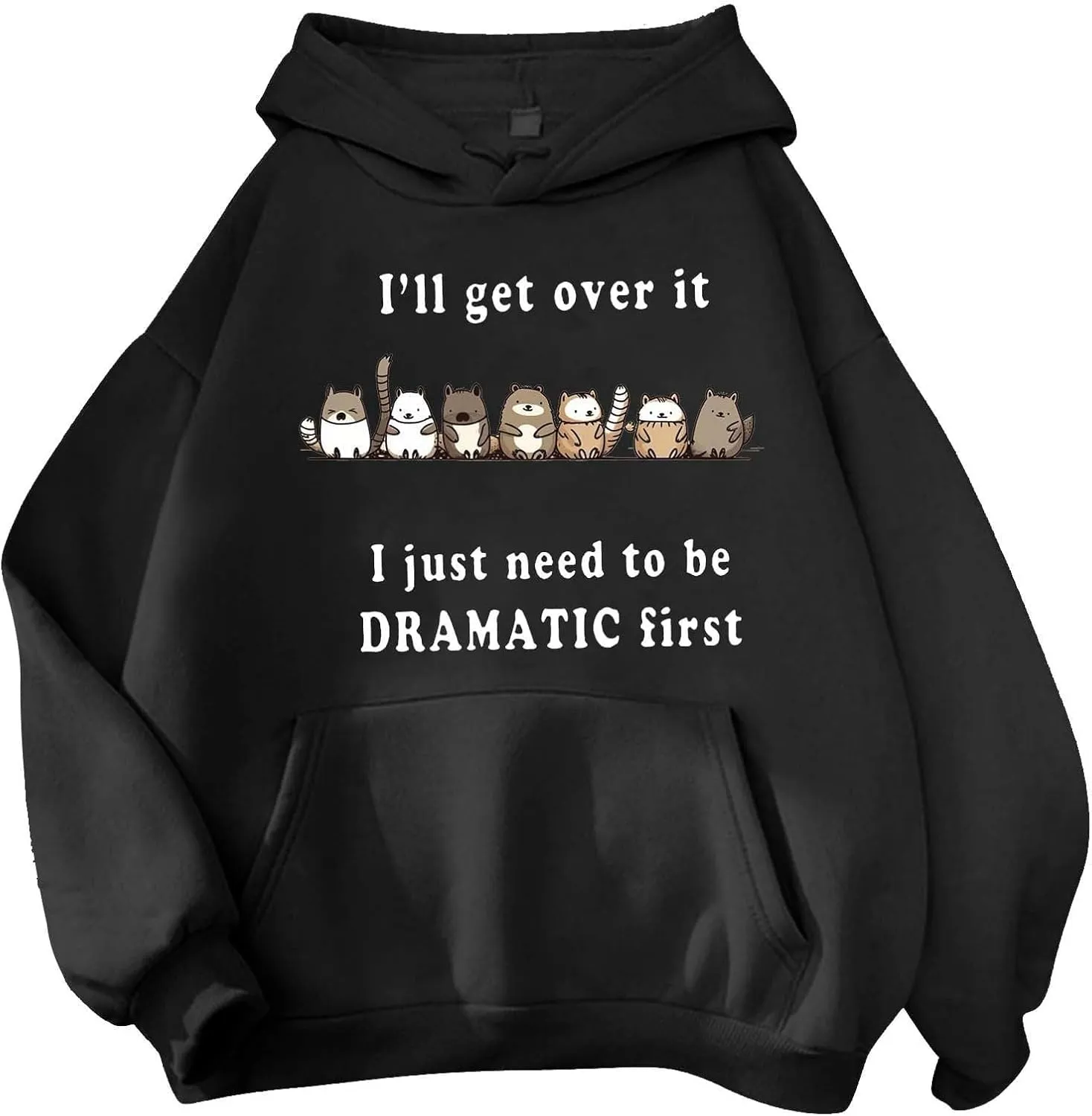 PETCDIM Cute Hoodies for Teen Girls Oversized Kawaii Panda Graphic Sweatshirts Plus Size I'll Get Over It Print Pullover Tops