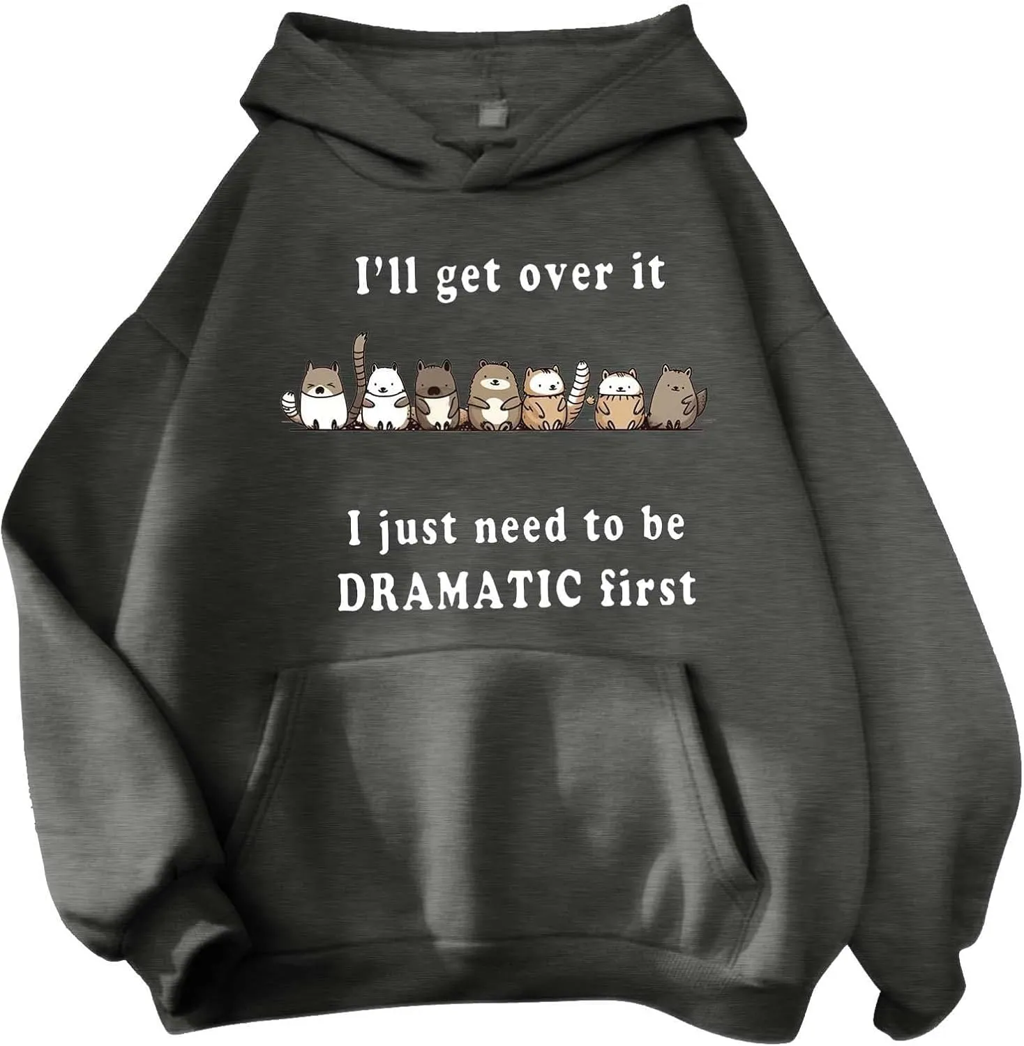 PETCDIM Cute Hoodies for Teen Girls Oversized Kawaii Panda Graphic Sweatshirts Plus Size I'll Get Over It Print Pullover Tops