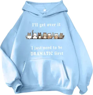 PETCDIM Cute Hoodies for Teen Girls Oversized Kawaii Panda Graphic Sweatshirts Plus Size I'll Get Over It Print Pullover Tops