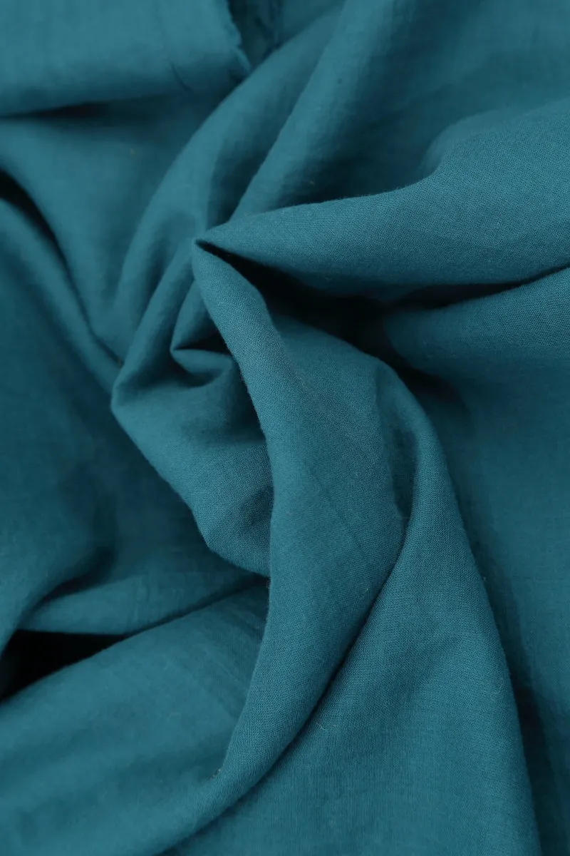 Pleated Dark Teal Silk Cotton Dress
