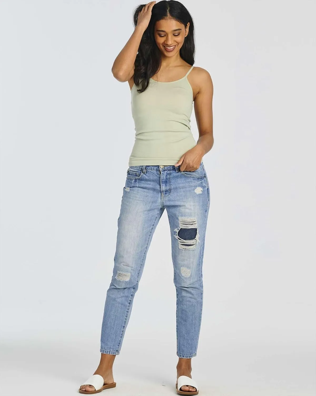 Real Essentials 5 Pack: Women's Ribbed Spaghetti Strap Camisole Seamless Tank Top