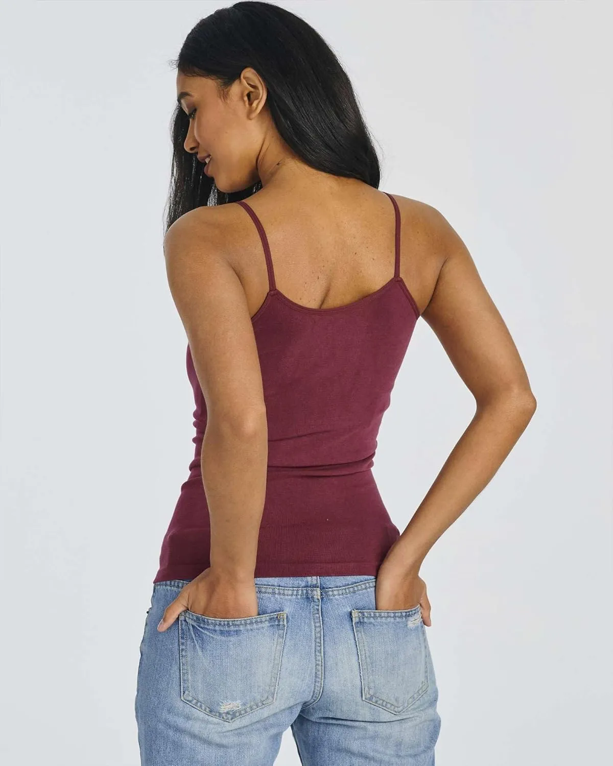 Real Essentials 5 Pack: Women's Ribbed Spaghetti Strap Camisole Seamless Tank Top