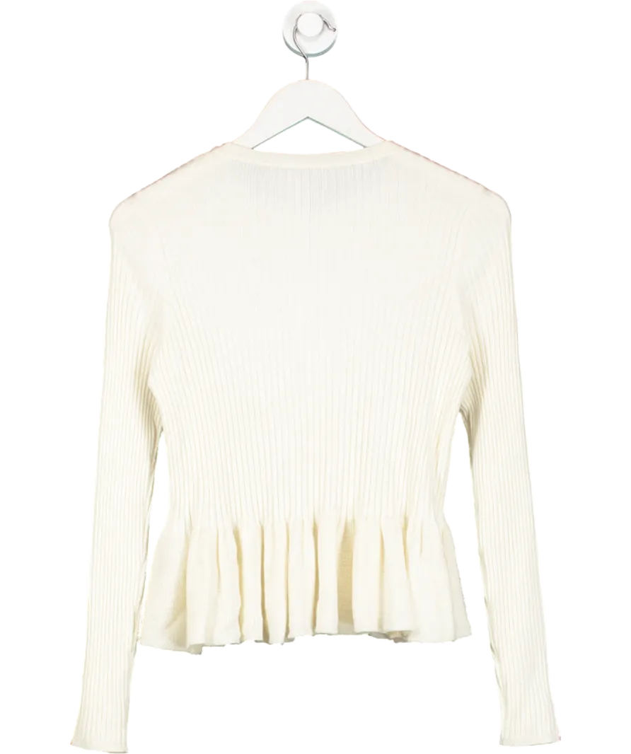 Rebecca Taylor Cream Ribbed Knit Peplum Top UK M