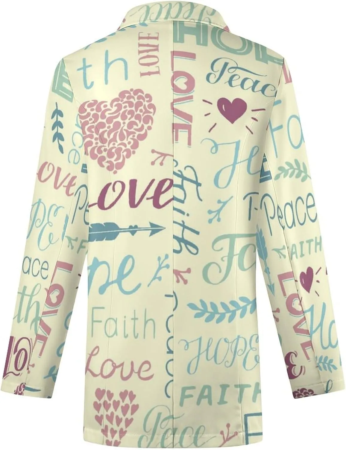 Religious Pattern Blazers for Women Fashion Business Casual Office,Elegant Jacket Coat with Pockets