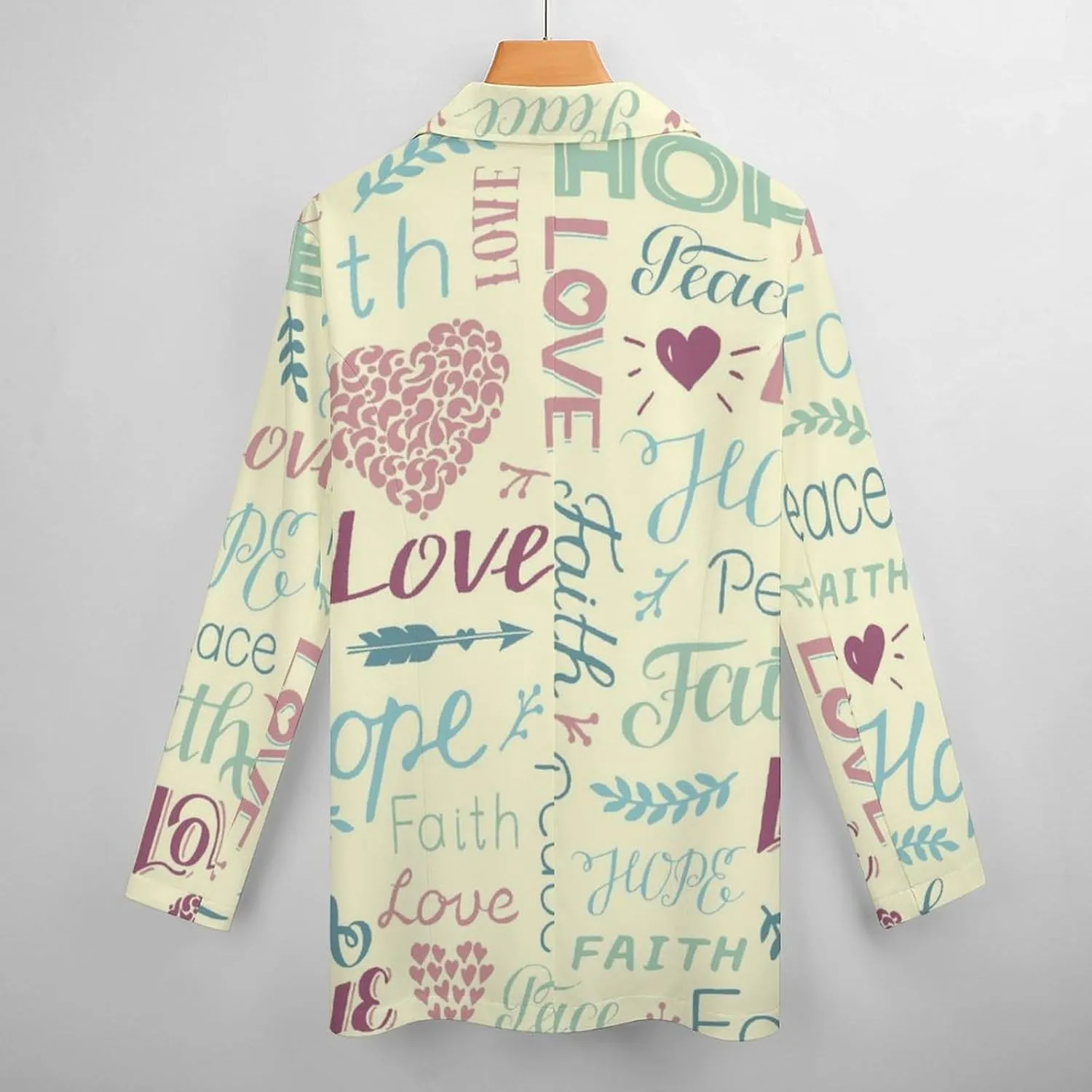 Religious Pattern Blazers for Women Fashion Business Casual Office,Elegant Jacket Coat with Pockets