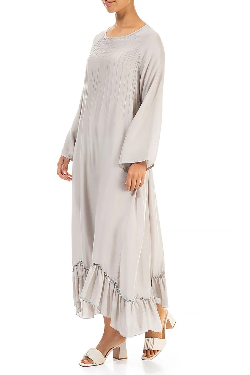 Ruffle Hem Taupe Silk Bamboo Dress