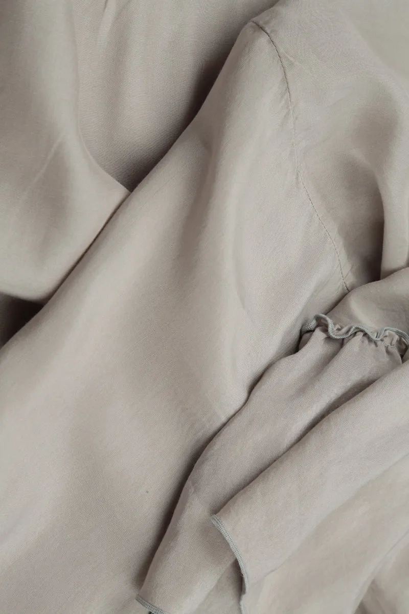 Ruffle Hem Taupe Silk Bamboo Dress