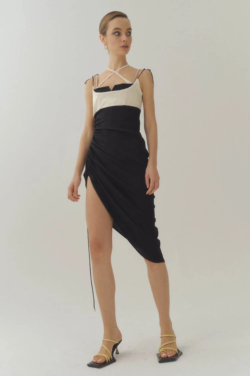 Silk Corset Pleated Dress