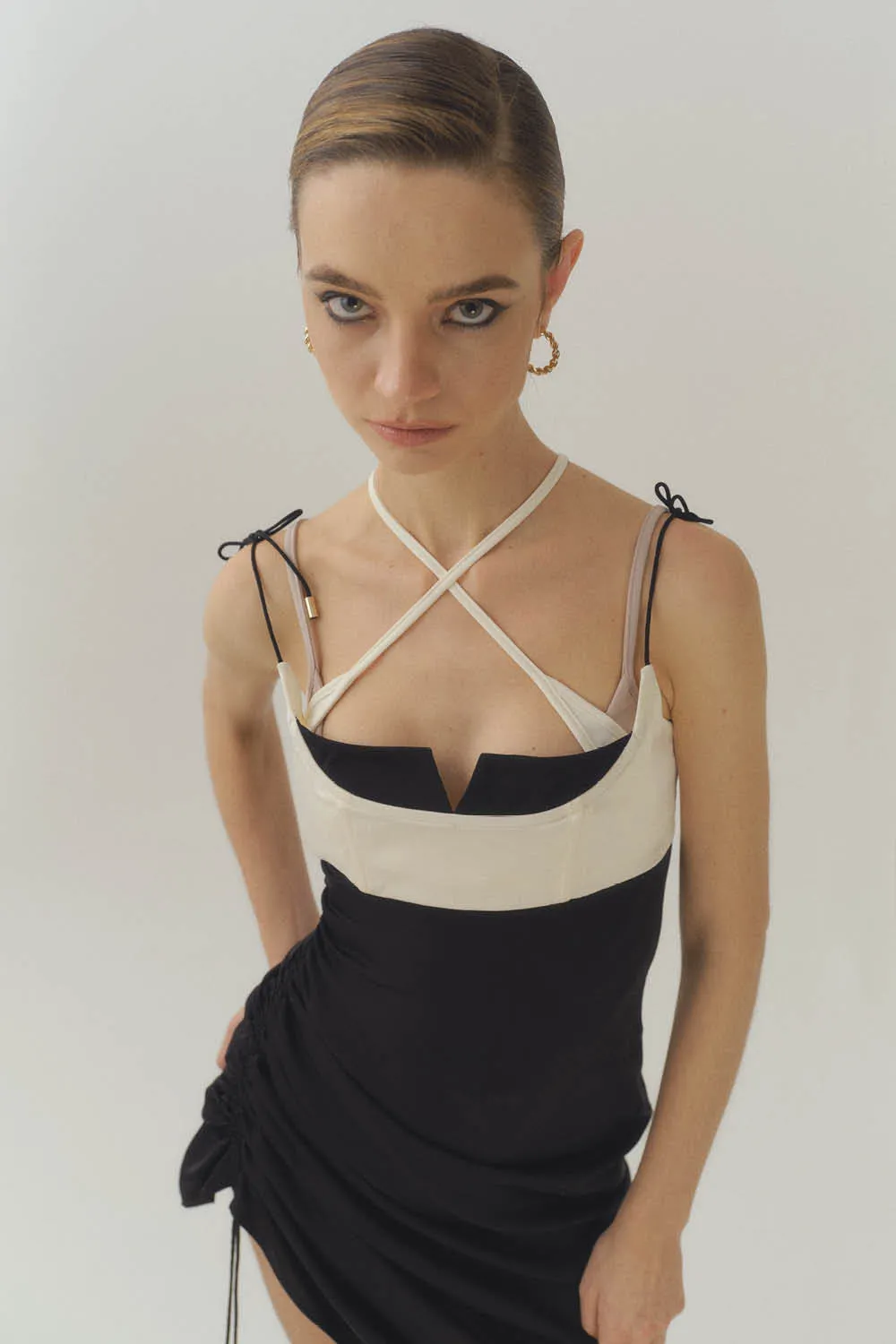 Silk Corset Pleated Dress