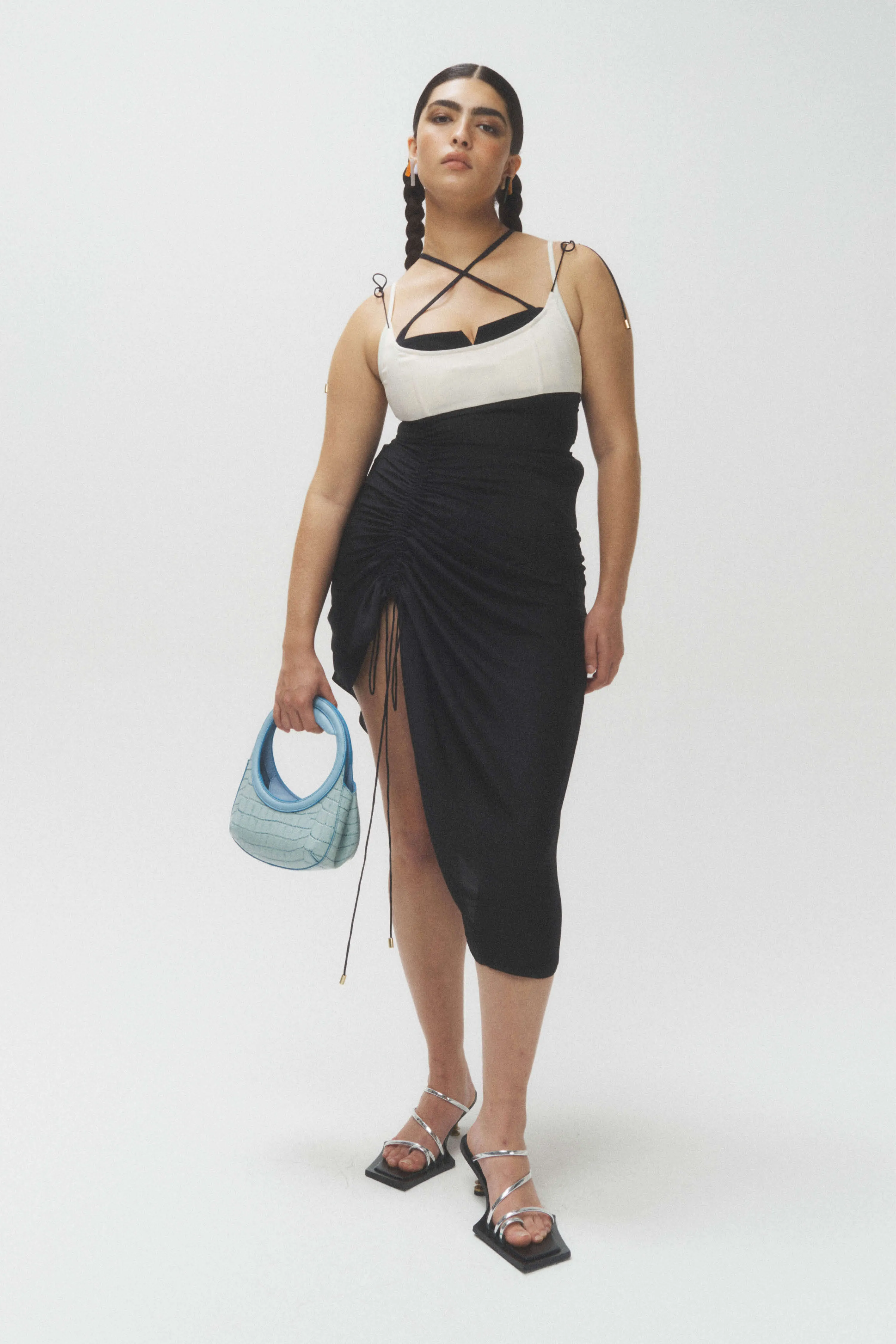 Silk Corset Pleated Dress