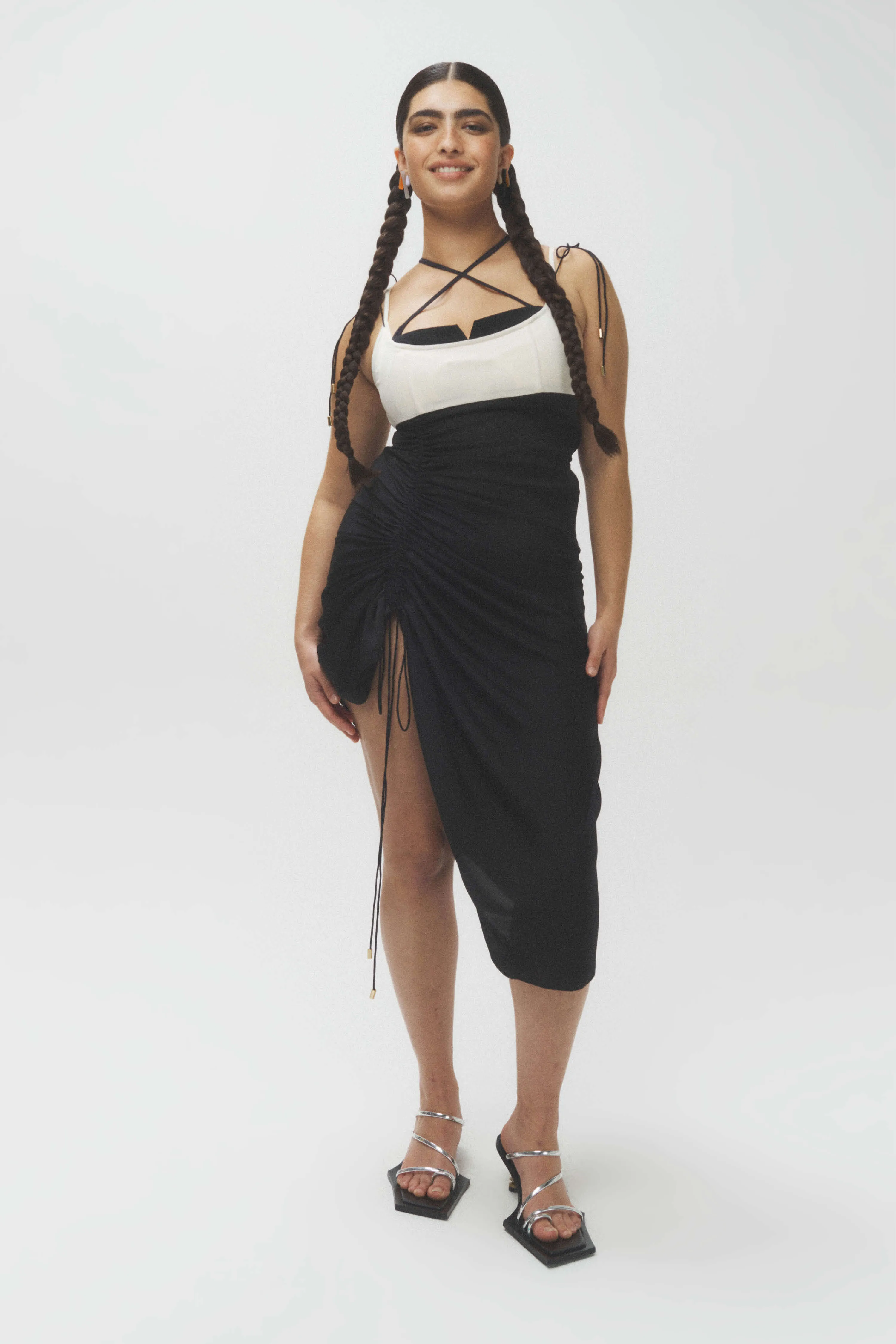 Silk Corset Pleated Dress