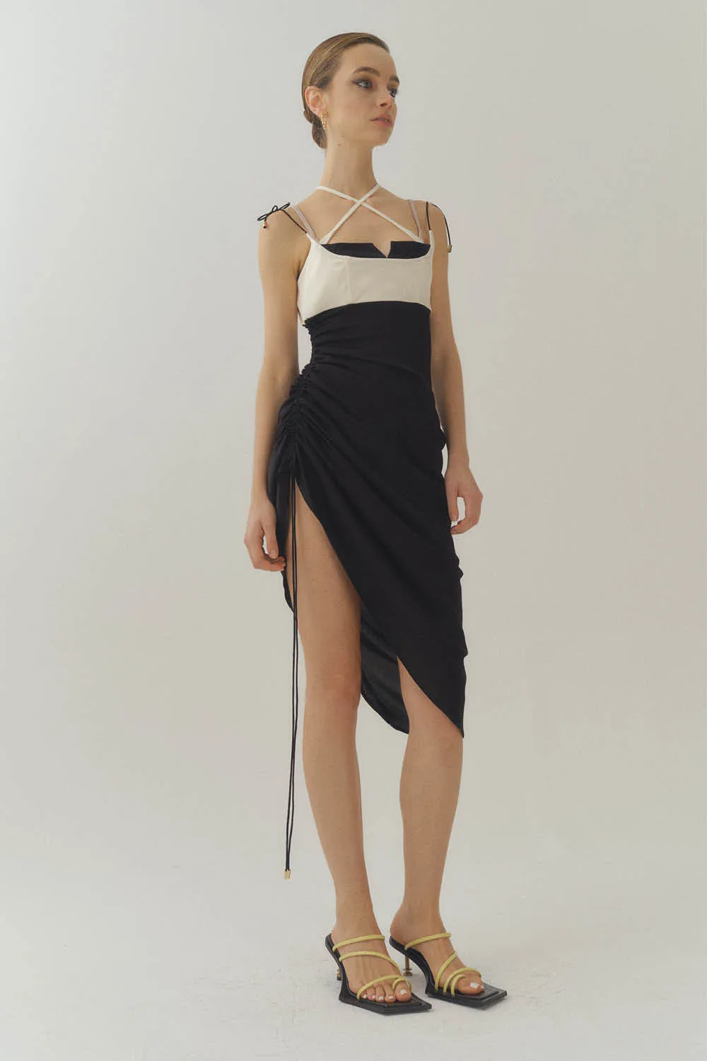 Silk Corset Pleated Dress