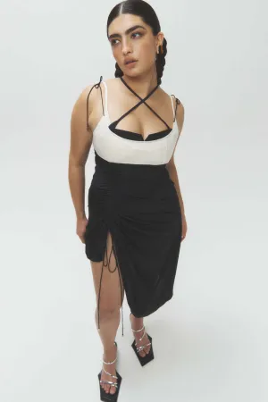 Silk Corset Pleated Dress