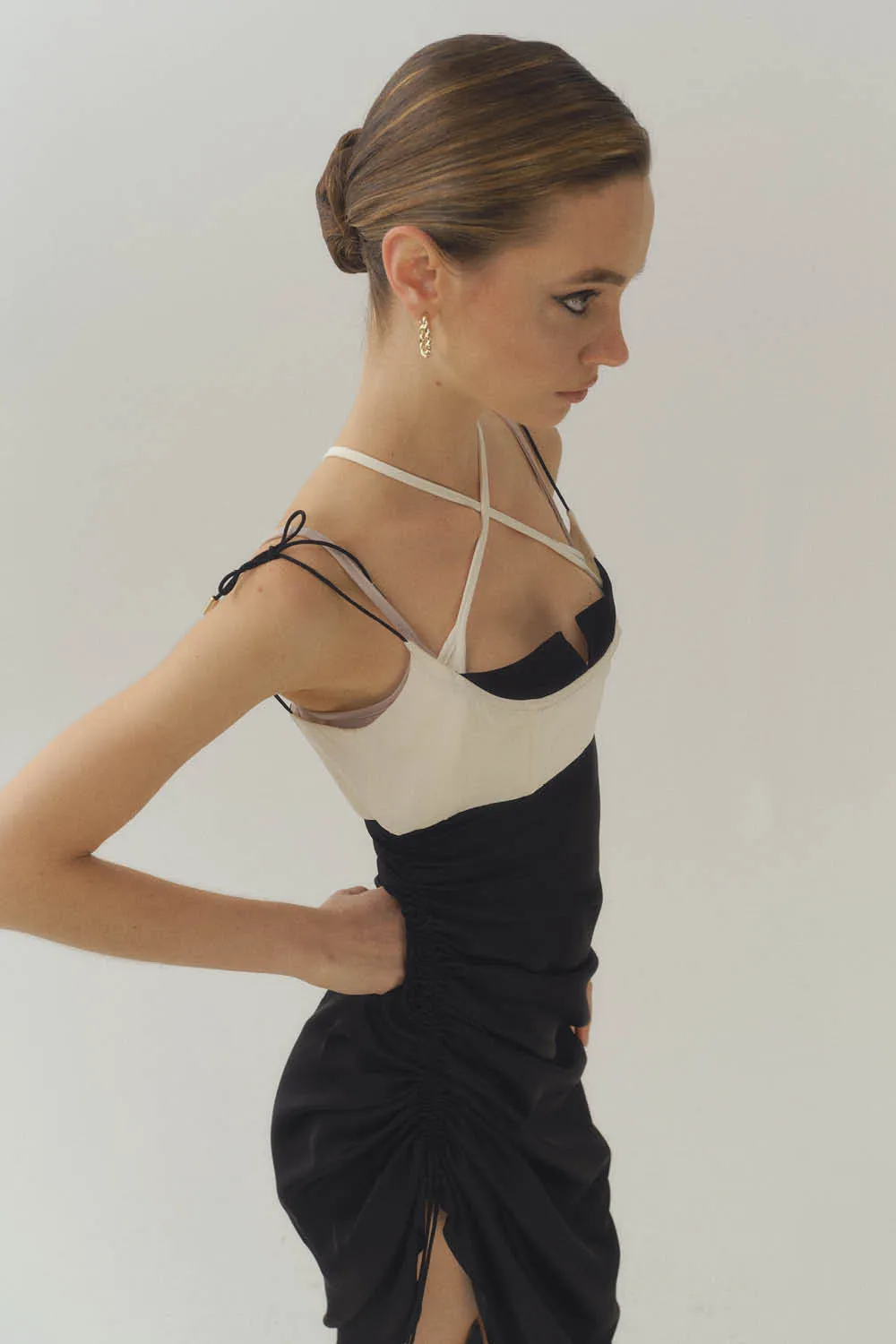 Silk Corset Pleated Dress