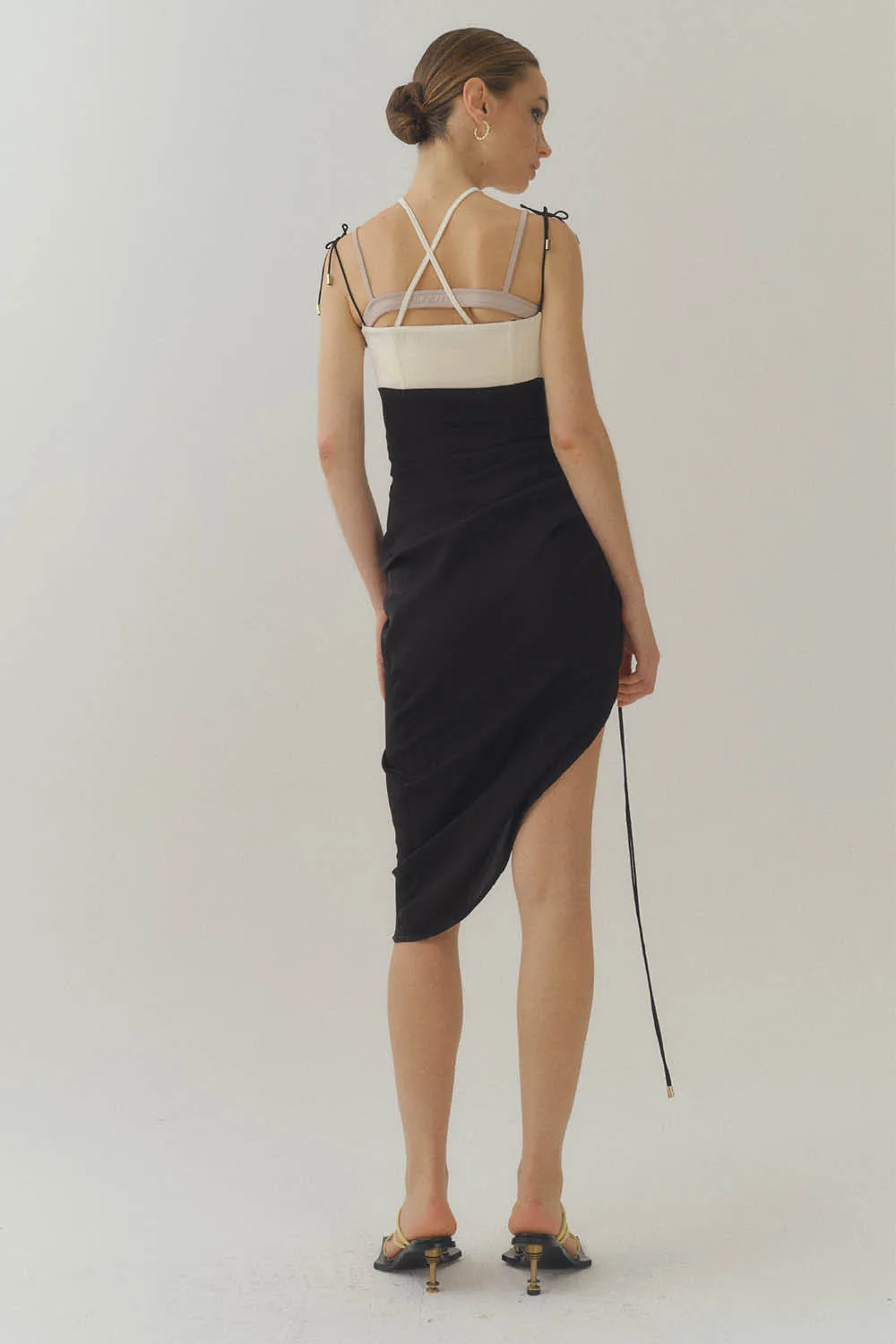 Silk Corset Pleated Dress